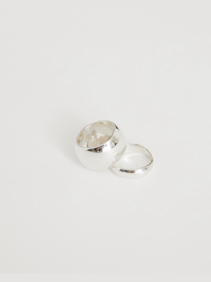 Puff Ring Set In Sterling Silver