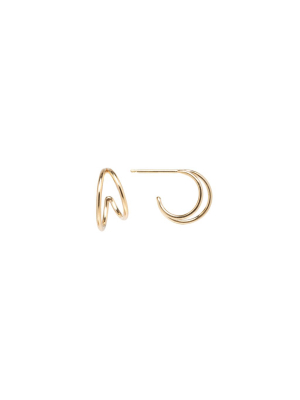 14k Double Wire Huggie Hoops