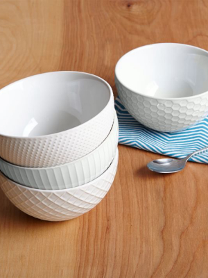 Textured Stoneware Bowls, White