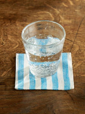 Teal Stripe Francis Linen Coaster