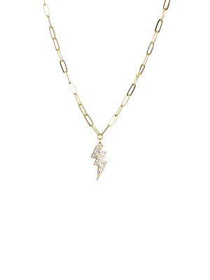 Pave Stone Bolt Necklace