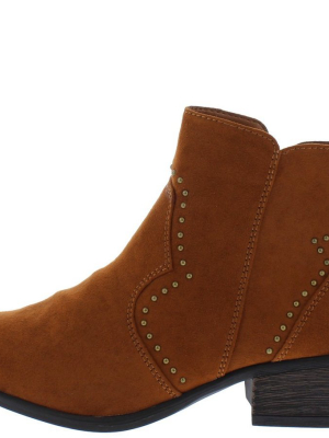 Sadie68s Chestnut Stud Lined Short Heel Ankle Boot