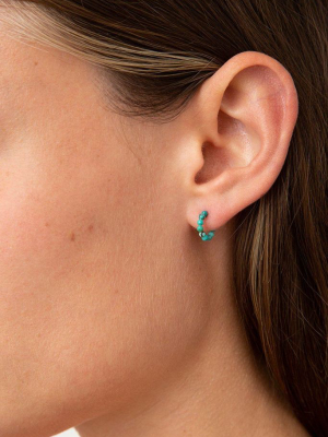 14k Turquoise Holly Hoop Earrings