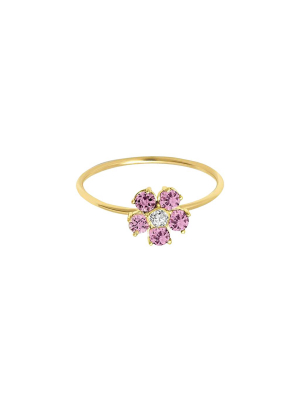 Large Flower Ring - Pink Sapphire