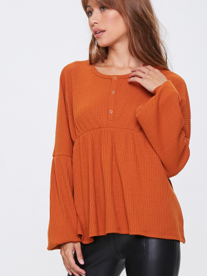 Ribbed Bell-sleeve Top