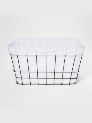 Metal Wire Rectangular Basket With Fabric - Room Essentials™