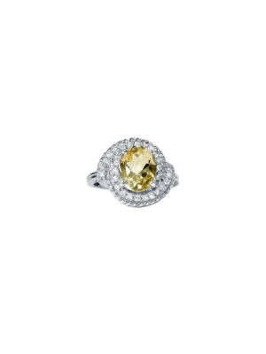 Pompeii3 2 7/8ct Oval Citrine Vintage Oval Diamond Womens Braided Ring 14k White Gold