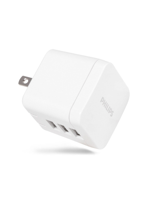 Philips 3-port Usb Wall Charger - White