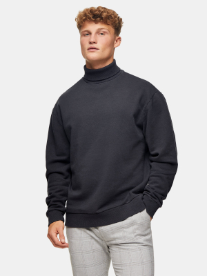 Gray Roll Neck Sweatshirt