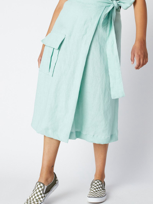 Linen Wrap Cargo Skirt