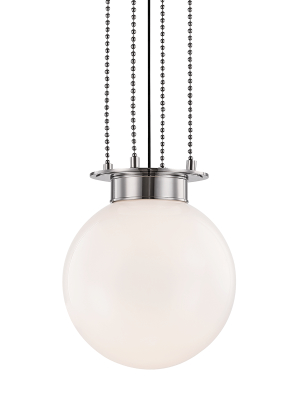 Hudson Valley Lighting Gunther Pendant - Polished Nickel & Opal Glossy