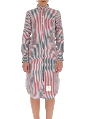 Thom Browne Rwb Stripe Midi Shirt Dress