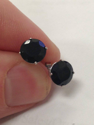 Pompeii3 2ct Black Spinel Studs 6mm Earrings 14k White Gold