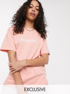 Napapijri Logo T-shirt In Pink Exclusive At Asos