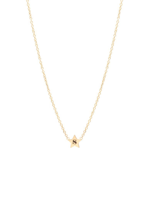 14k Engraved Initial Star Necklace