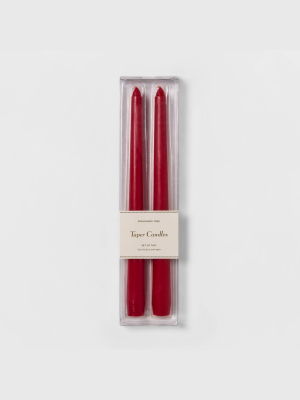 2pk 11" Unscented Dripless Taper Candle (red) - Threshold™