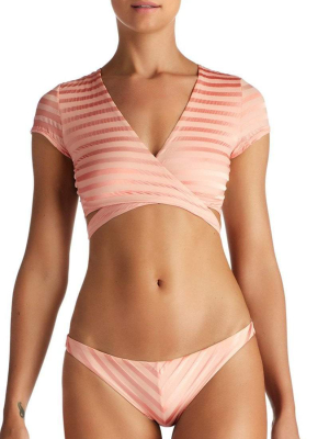 Vitamin A Ballerina Wrap Top In Pink Ballet Stripe