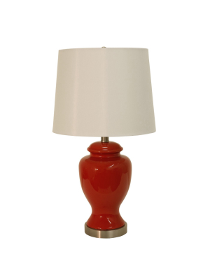 24" Lorren Ceramic Table Lamp Maroon - Decor Therapy