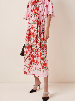 Tie-detailed Fil Coupé Floral-print Crepe Maxi Dress