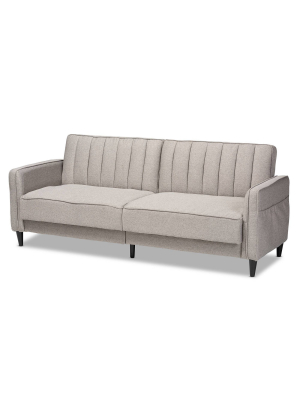 Colby Fabric Upholstered Sleeper Sofa Gray/walnut - Baxton Studio