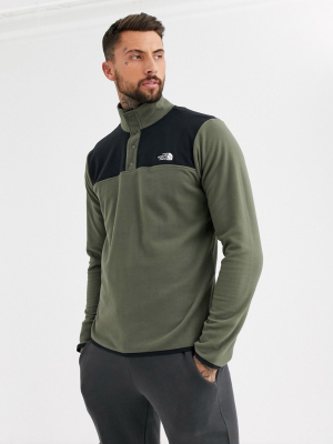 The North Face Tka Glacier Snap Neck Pullover Fleece In Khaki