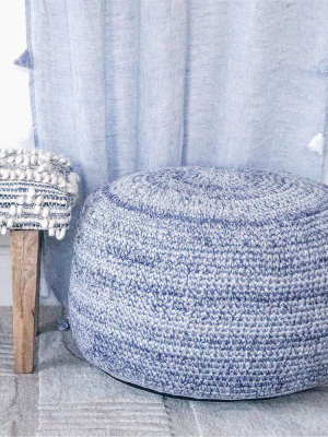 Anaya Indigo Hand Crochet Pouf