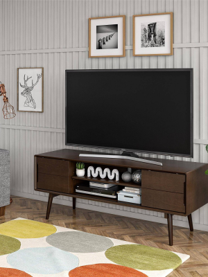 55" Brittany Mid Century Modern Tv Stand Walnut - Novogratz