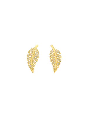 Diamond Mini Leaf Studs