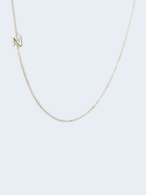 "n" Alphabet Letter Necklace In Yellow Gold