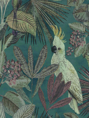 Tropical Paradise Wallpaper In Dark Blue By Walls Republic