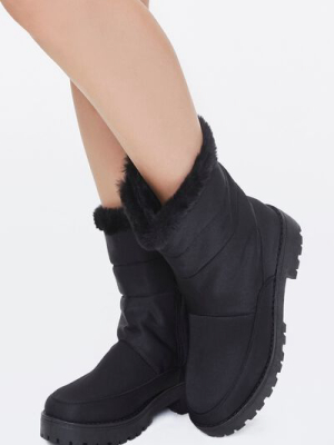 Faux Suede Faux Fur-trim Booties