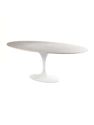 Carrara Marble Pedestal Dining Table - 67" X 43" Oval