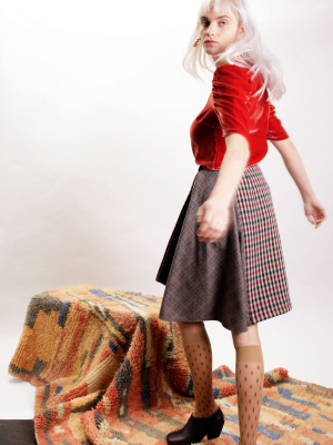 Tillary Skirt In Red + Brown Check