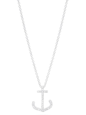 Effy Seaside 14k White Gold Diamond Anchor Pendant, 0.09 Tcw