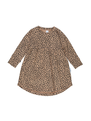 Huxbaby Animal Long Sleeve Swirl Dress - Caramel