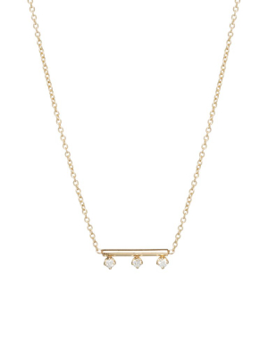 14k 3 Prong Diamond Bar Chain Necklace