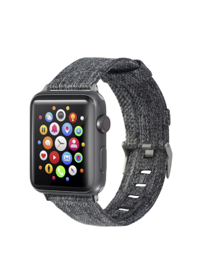 Insten Canvas Woven Fabric Band For Apple Watch 42mm 44mm All Series Se 6 5 4 3 2 1, For Women Girls Men Replacement Strap, Black Gray