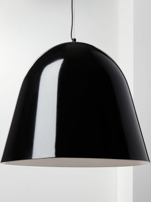 Capitol Large Shiny Black Bell Pendant Light