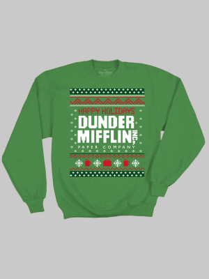 Men's The Office Dunder Mifflin Ugly Holiday Sweatshirt - Green