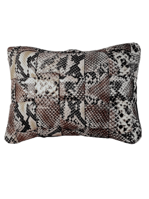 Koff Medium Woven Leather Pillow - Python