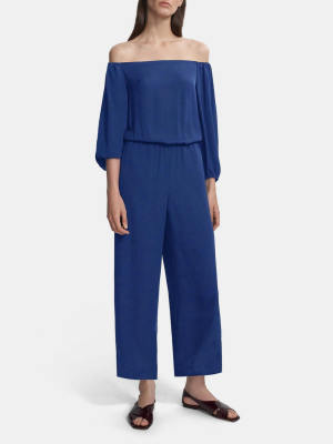 Off-the-shoulder Jumpsuit In Silk Georgette