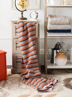 Candy Stripe Knit Throw Orange Combo