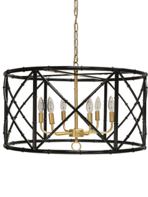 Six Light Bamboo Chandelier In Various Colors