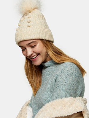 Cream Bobble Beanie