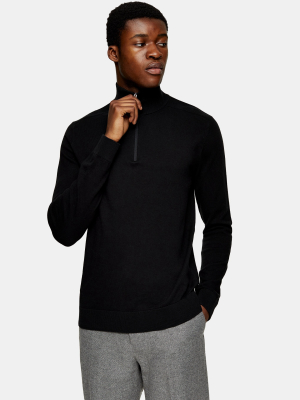 Selected Homme Black 1/4 Zip Sweatshirt