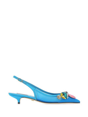 Dolce & Gabbana Bejewelled Buttons Slingback Pumps