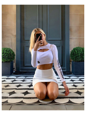 The Couture Club Cut Out Long Sleeve Crop In White