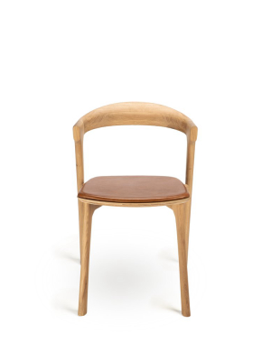 Oak Bok Dining Chair - Cognac Leather - Varnished