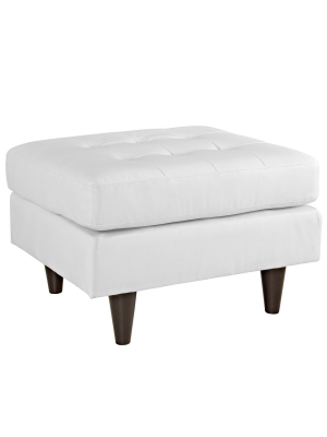 Empress Bonded Leather Ottoman White - Modway