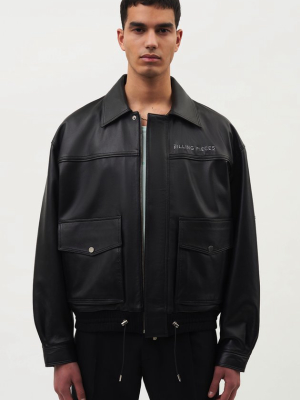 Leather Jacket Boxy Fit Black